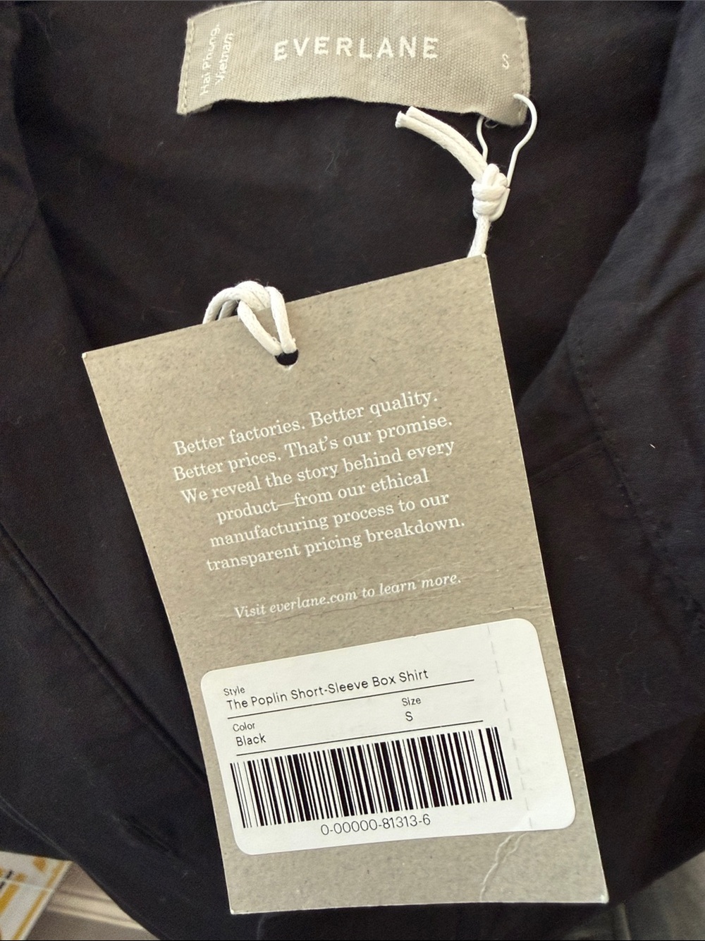 Everlane Black The Poplin Short Sleeve Box Shirt Size Small - Picture 5 of 6